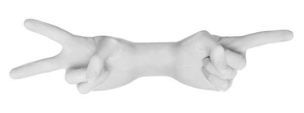 Gesto della mano in guanto per due vie isolato su bianco — Foto Stock