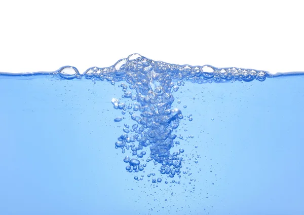 Nivel de agua con burbujas aisladas en blanco — Foto de Stock