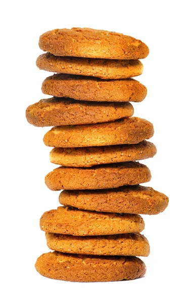 Torre de galletas de avena aisladas sobre fondo blanco — Foto de Stock