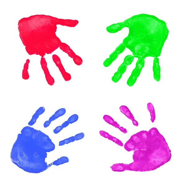 Impressões de mãos coloridas — Fotografia de Stock
