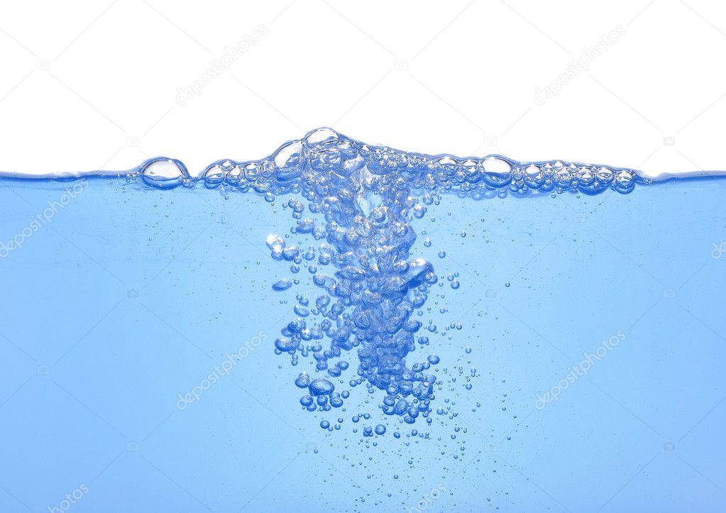Water level with bubbles isolated on white
