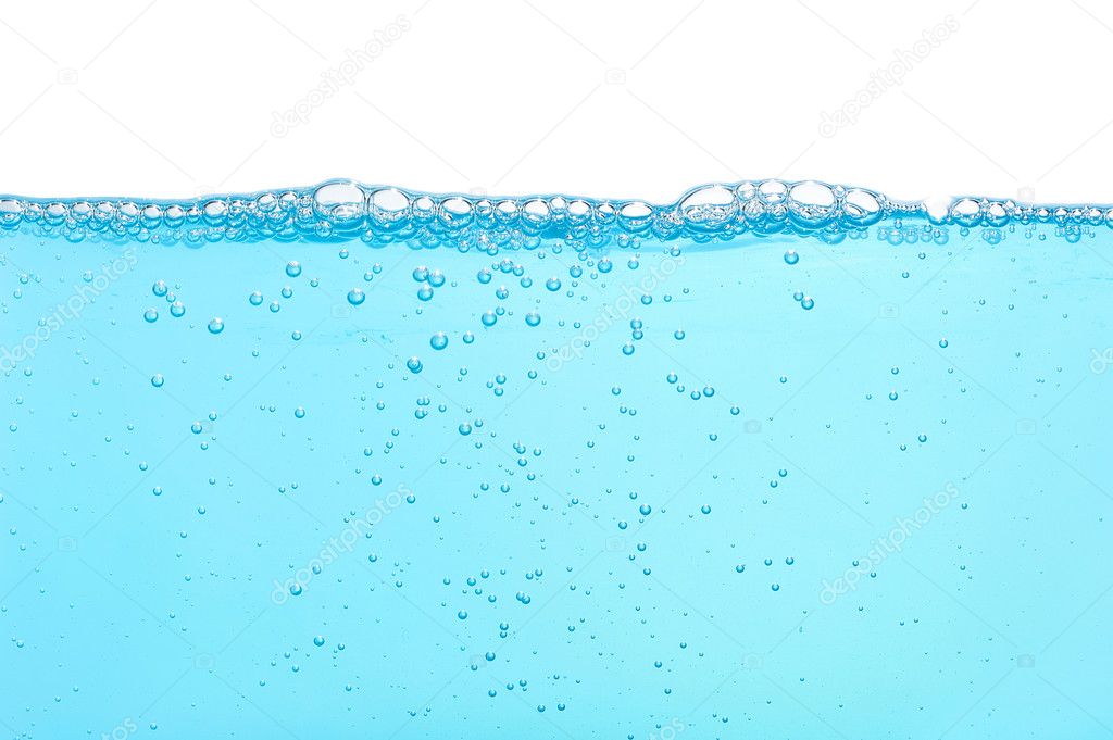 Water with many bubbles isolated on white