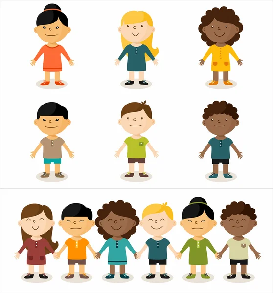 Cute smiling multicultural children — Stock Vector