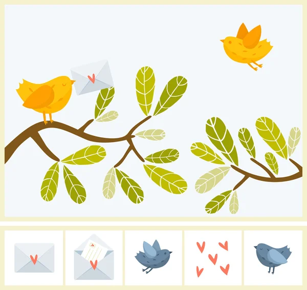 Courrier d'oiseaux — Image vectorielle