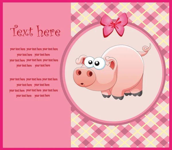 Nice frame for the girls. pink pig. Vector — Stock Vector