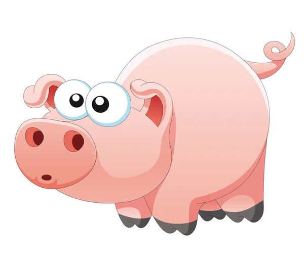Porc roz pe alb. ilustrație vectorială — Vector de stoc