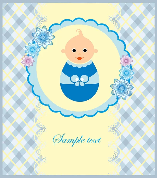 Tarjeta de anuncio del niño bebé. ilustración vectorial — Vector de stock