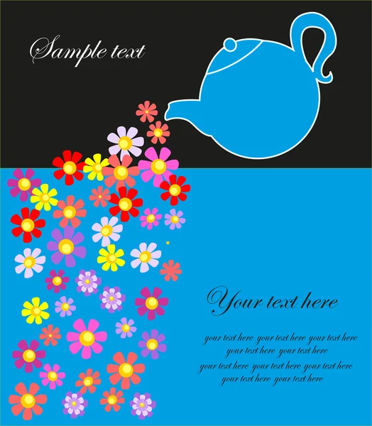 Κάρτα χρόνου χαριτωμένο τσάι. εικονογράφηση φορέας — Διανυσματικό Αρχείο