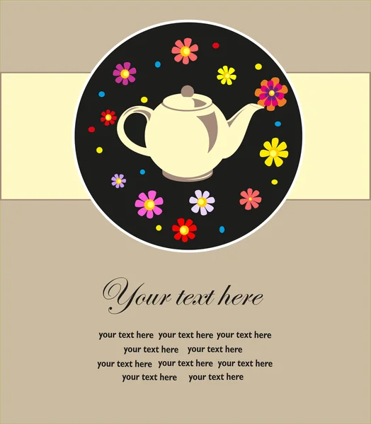 Schattig thee tijdkaart. vectorillustratie — Stockvector