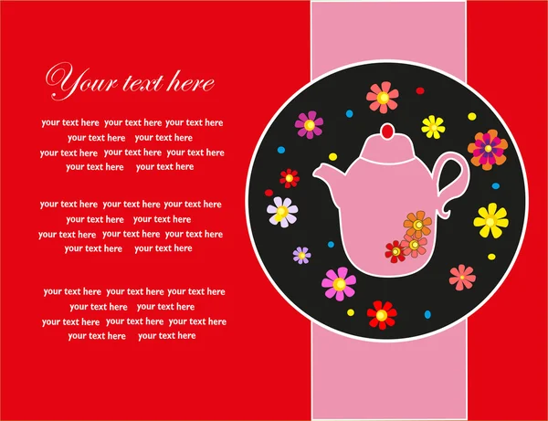 Tarjeta de la hora del té lindo. ilustración vectorial — Archivo Imágenes Vectoriales