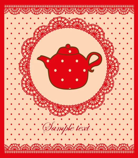 Вінтажна листівка з чайником. Векторна ілюстрація — стоковий вектор