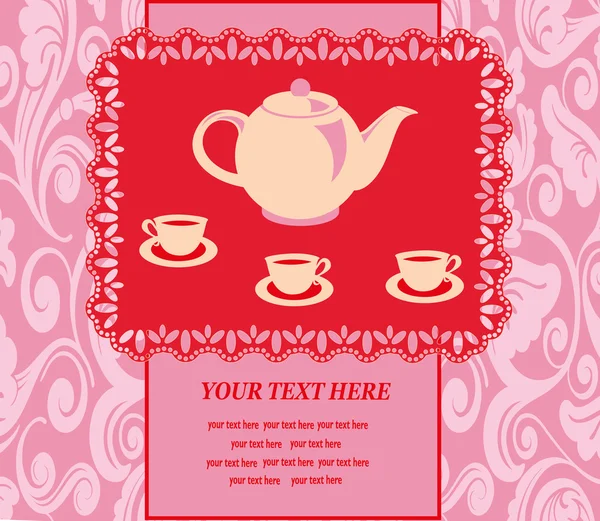 Vintage-Karte mit Teekanne vorhanden. Vektorillustration — Stockvektor