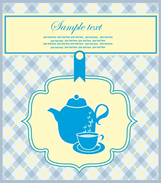 Вінтажна листівка з чайником. Векторна ілюстрація — стоковий вектор