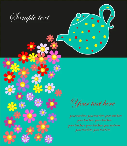 可爱茶时间卡。矢量插画 — 图库矢量图片#