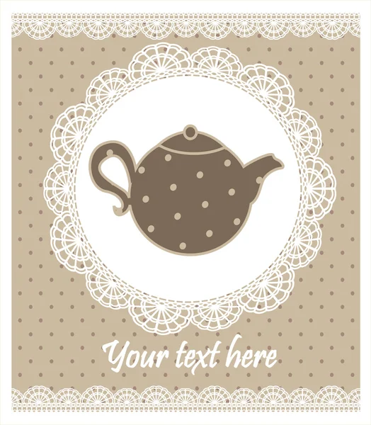 与茶壶的老式卡。矢量插画 — 图库矢量图片#