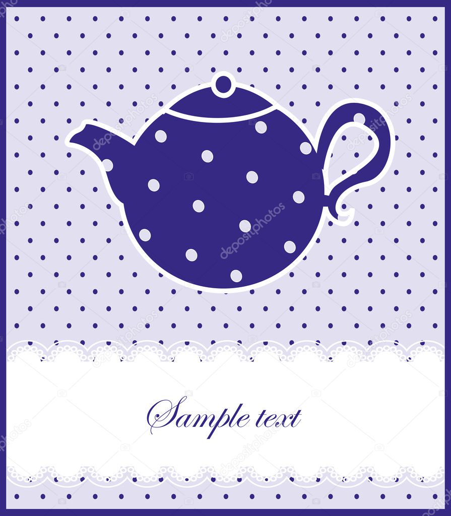 vintage card with teapot. vector illustration