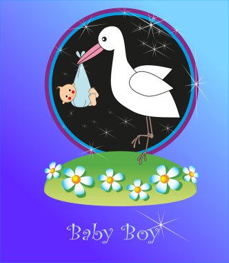 Leylek havada bir çocuk vardır. vektör çizim