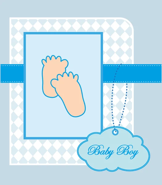 Baby jongen aankondigingskaart. vectorillustratie — Stockvector