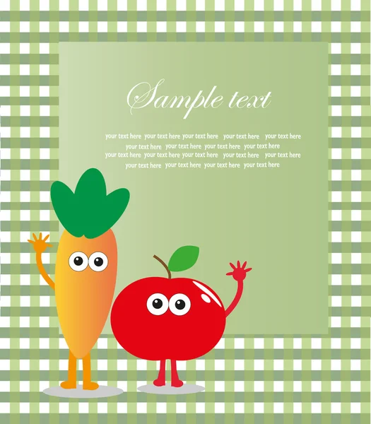 Design della cornice divertente con frutta e verdura. illustrazione vettoriale — Vettoriale Stock