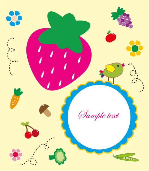 Lovely frame with fruits and vegetables. vector illustration — Stock Vector