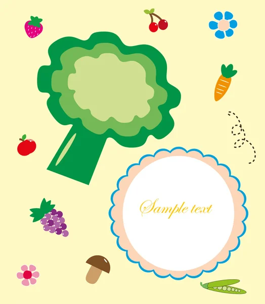 Vacker ram med frukt och grönsaker. vektor illustration — Stock vektor