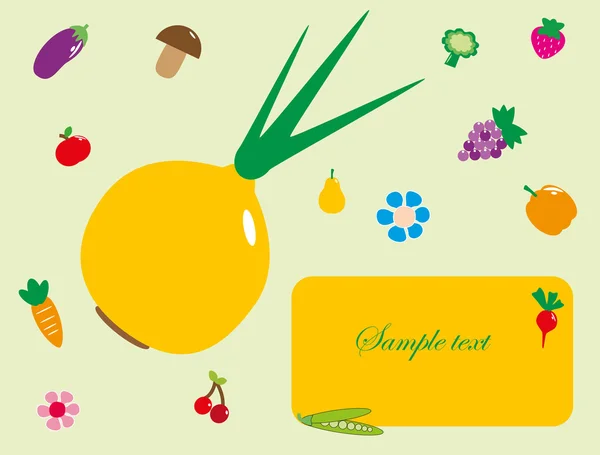 Szép keret a gyümölcsök és zöldségek. vektoros illusztráció — Stock Vector