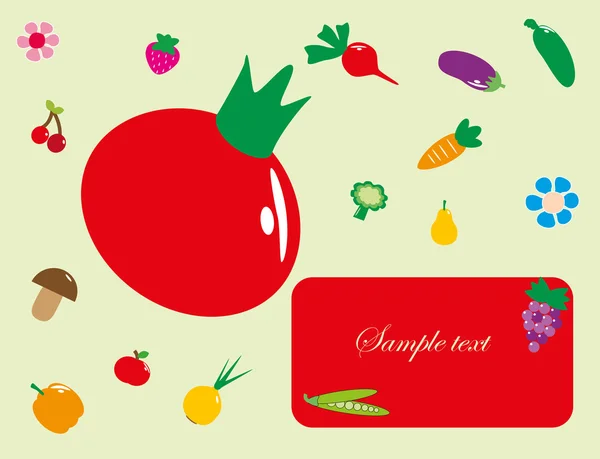 蔬菜和水果的可爱帧。矢量插画 — 图库矢量图片