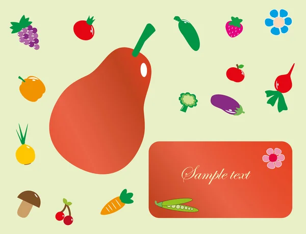Precioso marco con frutas y verduras. ilustración vectorial — Vector de stock