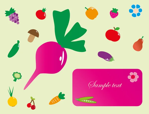 Charmant cadre avec fruits et légumes. illustration vectorielle — Image vectorielle