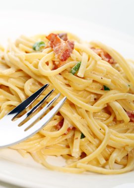 Fettuccini carbonara pasta meal clipart