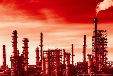 Oil refinery and global warming clipart