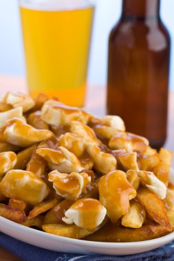 Poutine with beer clipart