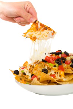 Melted cheese nachos isolated on white clipart