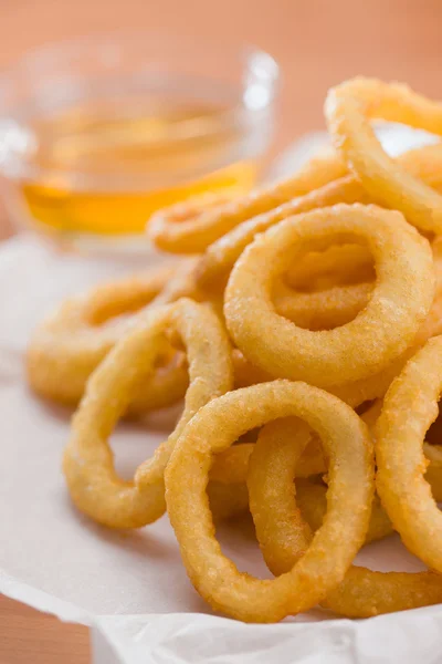 Onion ring with honey sauce — Stock Photo, Image