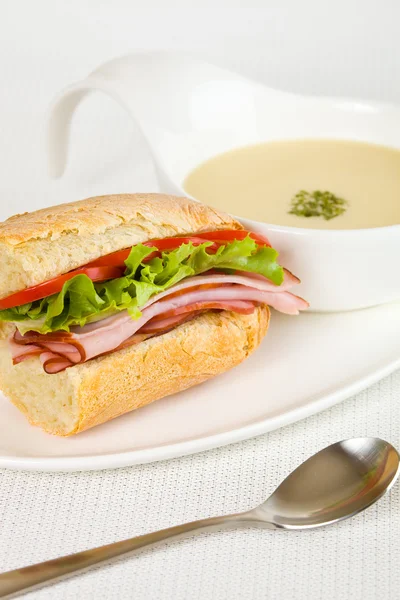 Sandwich and soup — Stock Photo, Image