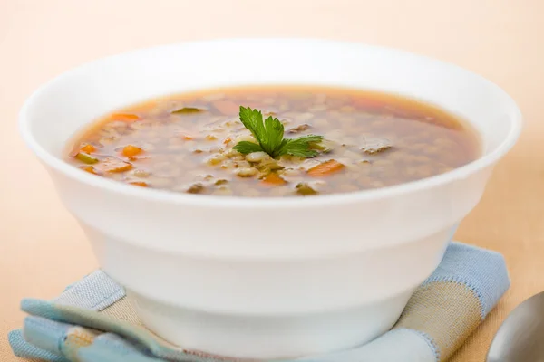 Horizontální ječmen hovězí polévka — Stock fotografie