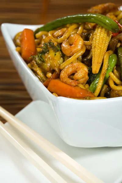Stir fried with vegetable and shrimp — Stock Photo, Image