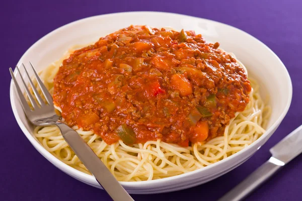 Salsa de carne pasta de espaguetis —  Fotos de Stock