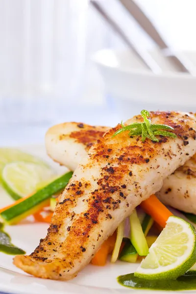 Healthy fish pangasius meal — Stock Photo, Image