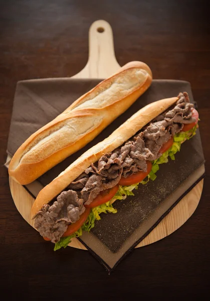 Baguette beef meat — Stock Photo, Image