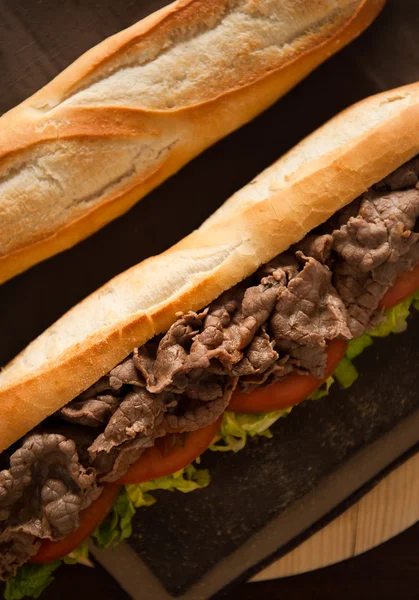 Close up sandwich beef — Stock Photo, Image