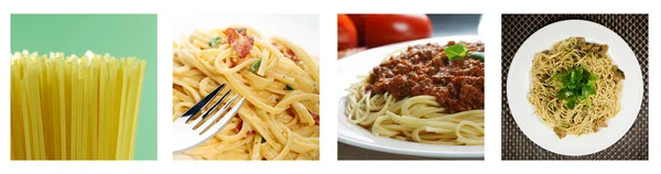 stock image Pasta colage cooked and uncooked