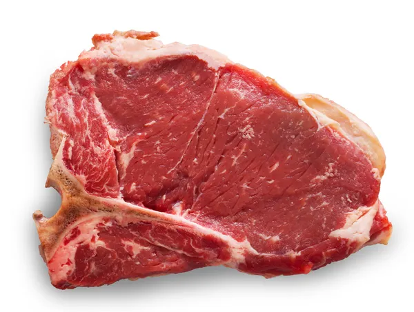 Т-кісткова вирізана яловичина ізольована на білому Стокова Картинка