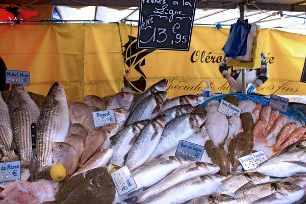 Fresh fish market marché aux poisson paris 6 — Stock Photo, Image