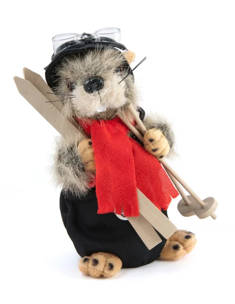 stock image Toy beaver with skis