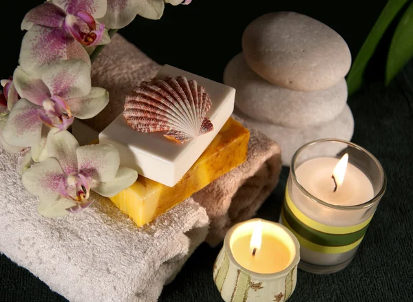 Spa accessories with candles — Stock Photo, Image