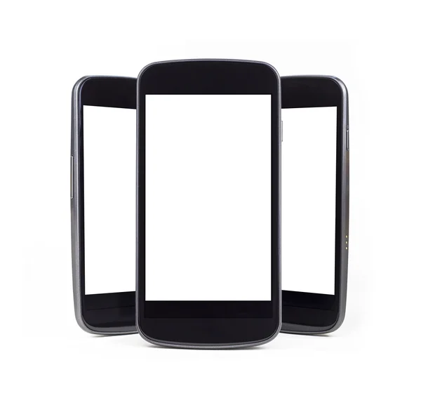 Múltiples teléfonos inteligentes sobre blanco - En blanco Imagen de stock