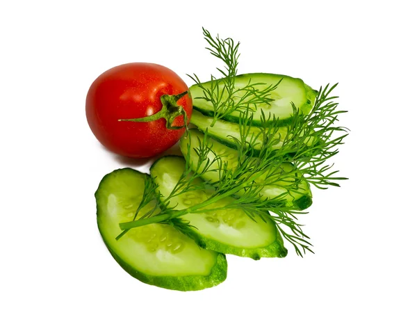 Tomato cucumber dill — Stock Photo, Image