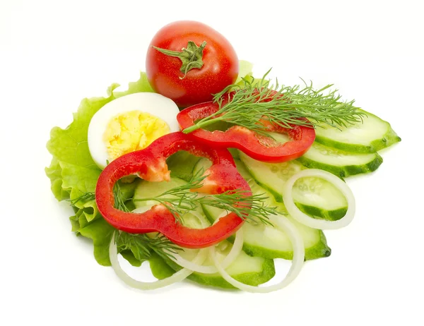 Ensalada de huevo, tomate, pepino y eneldo para — Foto de Stock