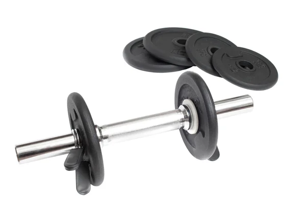 Sports metal dumbbell on a white background — Stock Photo, Image